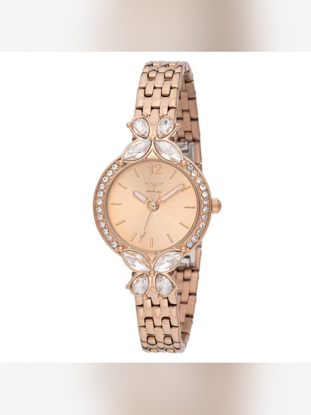 Invicta Rose Gold Crystal Butterfly Bracelet Watch